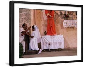Maya Girls Receive First Communion, Telchaquillo, Mexico-Kenneth Garrett-Framed Photographic Print