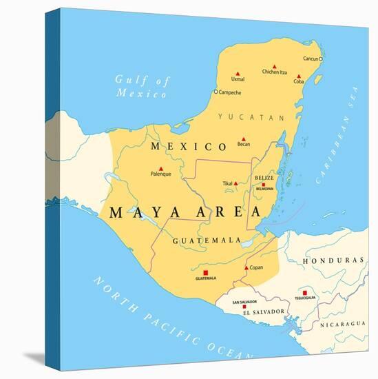 Maya High Culture Area Map-Peter Hermes Furian-Stretched Canvas