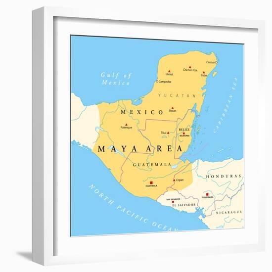 Maya High Culture Area Map-Peter Hermes Furian-Framed Art Print