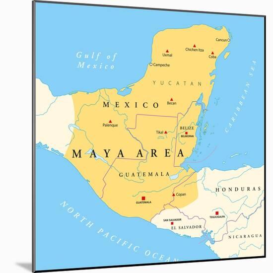 Maya High Culture Area Map-Peter Hermes Furian-Mounted Art Print
