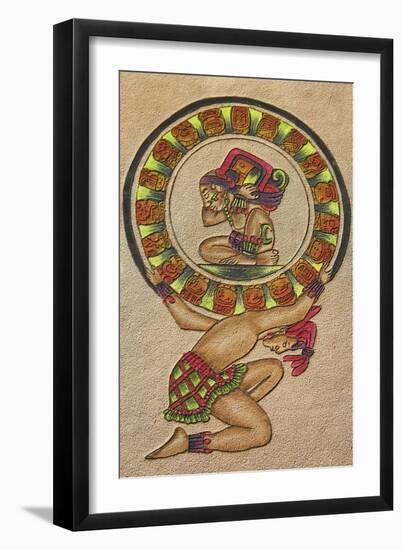 Maya Painting on Leather, Chichen Itza Archaeological Site, Chichen Itza, Yucatan State, Mexico-Melvyn Longhurst-Framed Premium Photographic Print