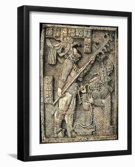 Mayan Bas-Relief of Lady Xoc, Kneeling Before Shield Jaguar, Yaxchilan-null-Framed Giclee Print