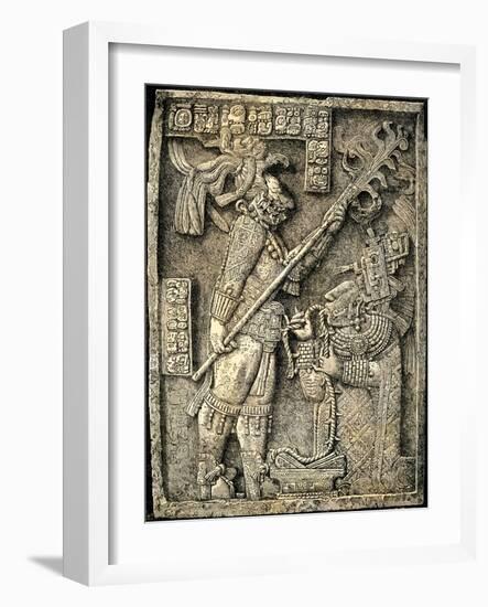 Mayan Bas-Relief of Lady Xoc, Kneeling Before Shield Jaguar, Yaxchilan-null-Framed Giclee Print