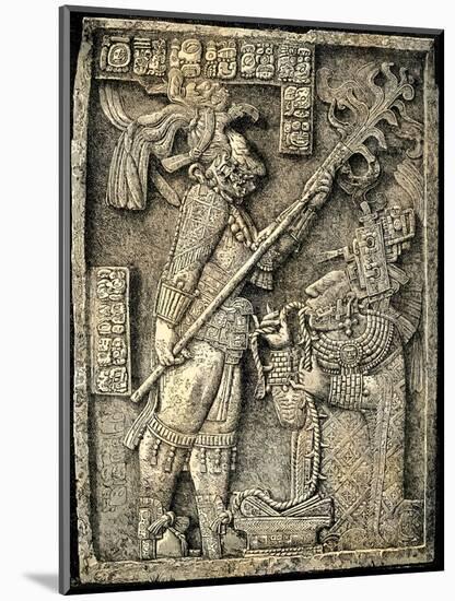 Mayan Bas-Relief of Lady Xoc, Kneeling Before Shield Jaguar, Yaxchilan-null-Mounted Giclee Print