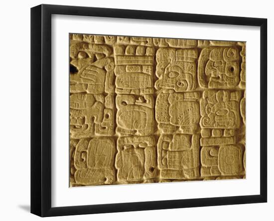 Mayan Carvings on Stela, Tikal, Guatemala, Central America-Upperhall Ltd-Framed Photographic Print