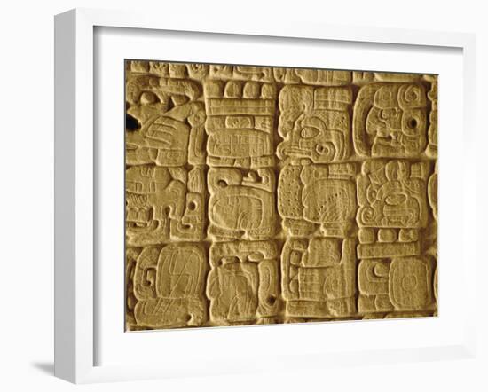 Mayan Carvings on Stela, Tikal, Guatemala, Central America-Upperhall Ltd-Framed Photographic Print