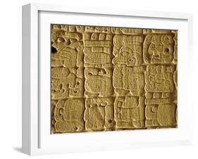 Mayan Carvings on Stela, Tikal, Guatemala, Central America-Upperhall Ltd-Framed Photographic Print