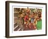 Mayan Natives Dancing and Making Music in Front of a Temple-Peter Jackson-Framed Giclee Print