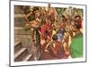 Mayan Natives Dancing and Making Music in Front of a Temple-Peter Jackson-Mounted Giclee Print