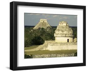 Mayan Observatory and the Great Pyramid Beyond, Chichen Itza, Unesco World Heritage Site, Mexico-Christopher Rennie-Framed Photographic Print