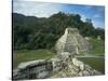 Mayan Ruins and Trees in Palenque, Mexico-Michael Brown-Stretched Canvas