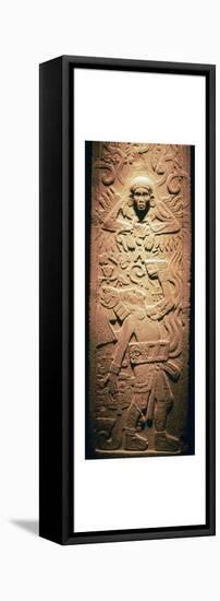 Mayan sculpture of a sun-god-Unknown-Framed Stretched Canvas