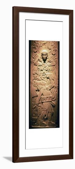 Mayan sculpture of a sun-god-Unknown-Framed Art Print