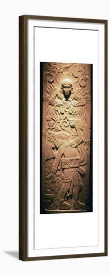 Mayan sculpture of a sun-god-Unknown-Framed Art Print