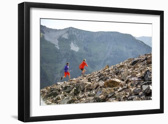 Mayan Smith-Gobat & Ben Rueck Go For High Elevation Trail Run, Backcountry Of Above Marble, CO-Dan Holz-Framed Photographic Print