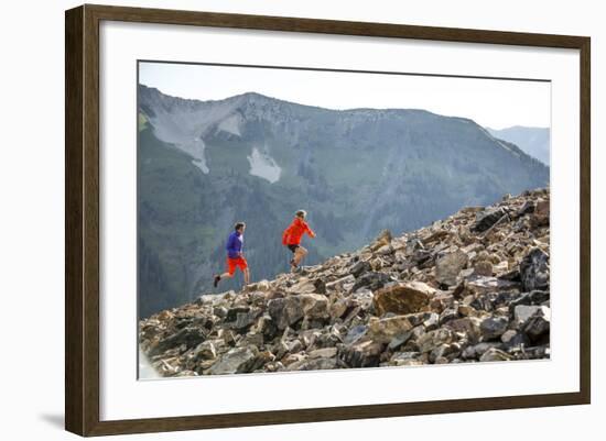 Mayan Smith-Gobat & Ben Rueck Go For High Elevation Trail Run, Backcountry Of Above Marble, CO-Dan Holz-Framed Photographic Print