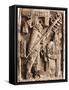 Mayan Stone Relief of Xoc Performing a Blood-Letting Ritual-null-Framed Stretched Canvas