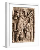 Mayan Stone Relief of Xoc Performing a Blood-Letting Ritual-null-Framed Premium Giclee Print