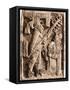 Mayan Stone Relief of Xoc Performing a Blood-Letting Ritual-null-Framed Stretched Canvas