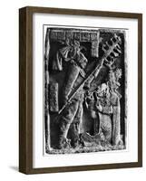 Mayan Stone Relief of Xoc Performing a Blood-Letting Ritual-null-Framed Giclee Print