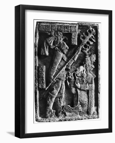 Mayan Stone Relief of Xoc Performing a Blood-Letting Ritual-null-Framed Giclee Print