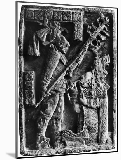 Mayan Stone Relief of Xoc Performing a Blood-Letting Ritual-null-Mounted Giclee Print