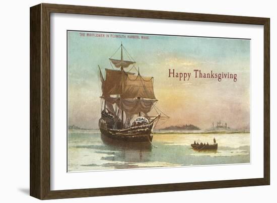 Mayflower and Rowboat-null-Framed Art Print