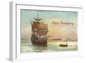 Mayflower and Rowboat-null-Framed Art Print