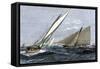 Mayflower, Puritan, and Priscilla in An Eastern Yacht Club Regatta, Marblehead MA, 1889-null-Framed Stretched Canvas