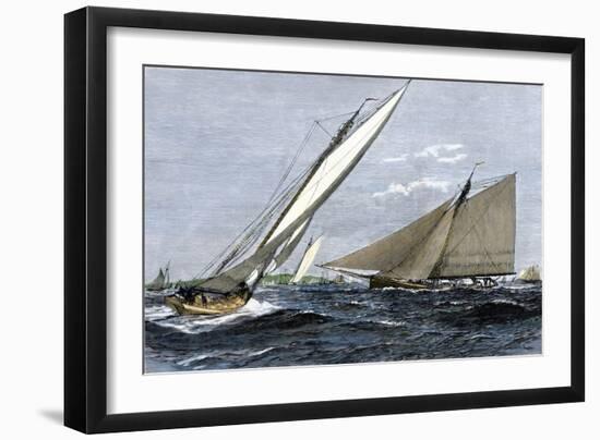 Mayflower, Puritan, and Priscilla in An Eastern Yacht Club Regatta, Marblehead MA, 1889-null-Framed Giclee Print