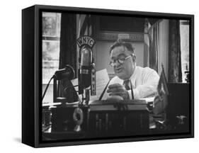 Mayor Fiorello LaGuardia Speaking on the Radio-William C^ Shrout-Framed Stretched Canvas