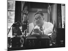 Mayor Fiorello LaGuardia Speaking on the Radio-William C^ Shrout-Mounted Photographic Print