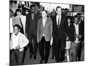 Mayor John Lindsay and Actor Marlon Brando Take a Goodwill Stroll Through Harlem, May 2, 1968-null-Mounted Photo