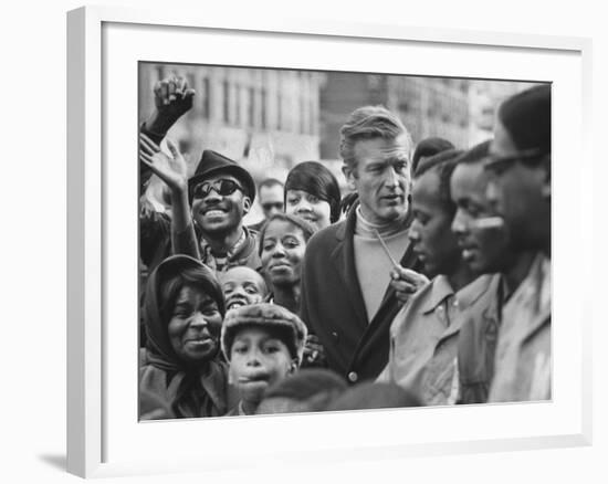 Mayor John Lindsay Touring the City and Talking to Residents-John Dominis-Framed Photographic Print