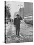 Mayor Richard J. Daley Walking Through the City-Francis Miller-Stretched Canvas