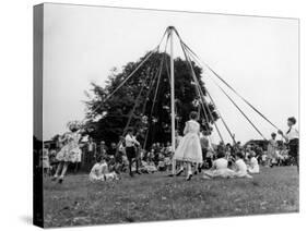 Maypole Dancing at Wishford, Wiltshire-null-Stretched Canvas