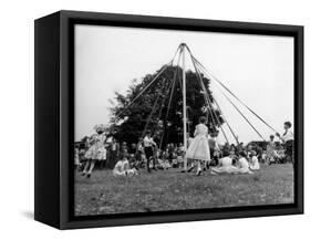 Maypole Dancing at Wishford, Wiltshire-null-Framed Stretched Canvas