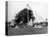 Maypole Dancing at Wishford, Wiltshire-null-Stretched Canvas