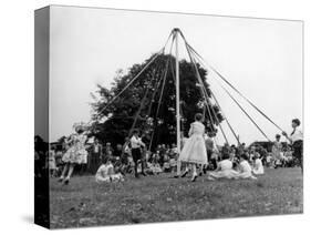 Maypole Dancing at Wishford, Wiltshire-null-Stretched Canvas