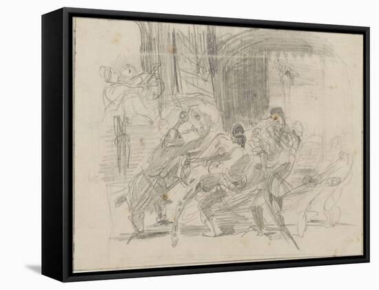 Mazeppa attaché sur la croupe d'un cheval sauvage-Eugene Delacroix-Framed Stretched Canvas