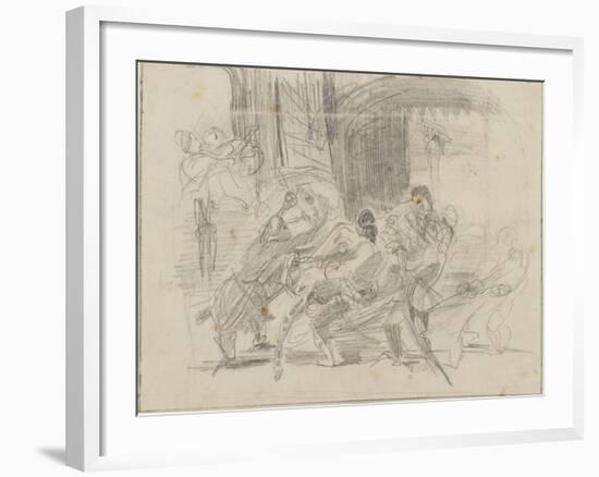 Mazeppa attaché sur la croupe d'un cheval sauvage-Eugene Delacroix-Framed Giclee Print