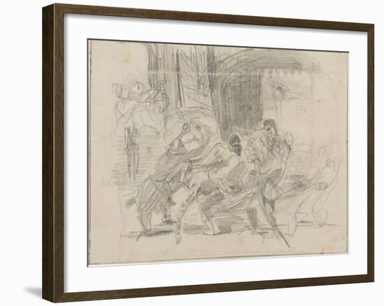 Mazeppa attaché sur la croupe d'un cheval sauvage-Eugene Delacroix-Framed Giclee Print