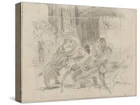 Mazeppa attaché sur la croupe d'un cheval sauvage-Eugene Delacroix-Stretched Canvas