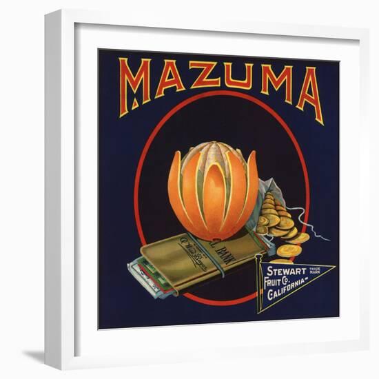 Mazuma Brand - California - Citrus Crate Label-Lantern Press-Framed Art Print