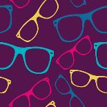 Glasses Seamless Pattern Retro Sunglasses. Vector Background-mazura1989-Framed Art Print