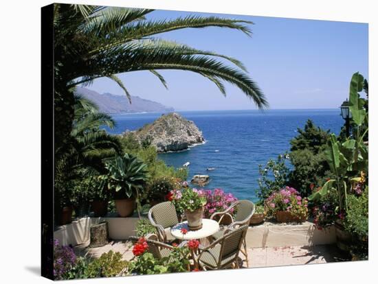 Mazzaro Beach, Taormina, Island of Sicily, Italy, Mediterranean-J Lightfoot-Stretched Canvas