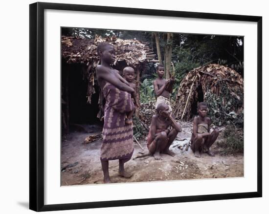 Mbnti Pygmies and Their Forest Huts, Ituri Rain Forest, Northern Zaire, Zaire, Africa-David Beatty-Framed Photographic Print