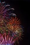 Bright Fireworks in the Sky on Black Background Vertical Image-mbolina-Photographic Print