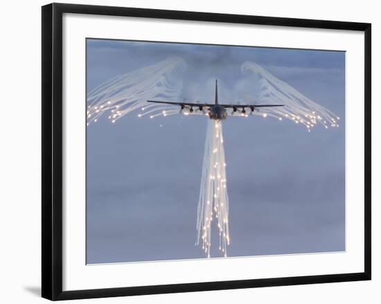 MC-130H Combat Talon Dropping Flares-Stocktrek Images-Framed Photographic Print