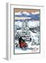 McCall, Idaho - Snowmobile Scene - Lantern Press Artwork-Lantern Press-Framed Art Print